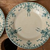 Set of 4 old opaque porcelain plates from Gien, Venice Terre de fer model