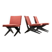 Ensemble de 3 fauteuils ciseaux modèle FB18 par l'architecte Jan van Grunsven pour Pastoe Pays-Bas 1955
