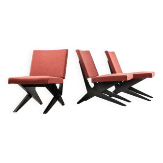 Ensemble de 3 fauteuils ciseaux modèle FB18 par l'architecte Jan van Grunsven pour Pastoe Pays-Bas 1955