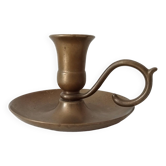 Vintage hand candle holder in golden brass
