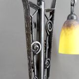 Important Double-Headed Lamp, Wrought Iron by Schneider, France, c. 1920