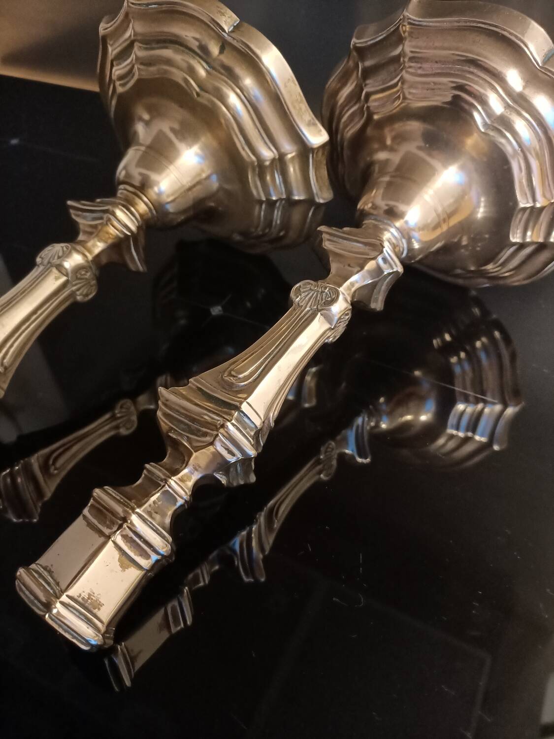 Regency candle holders in gilded bronze