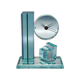 1970s Astonishing Table Clock by Omodomo in Crystal. Made in Italy