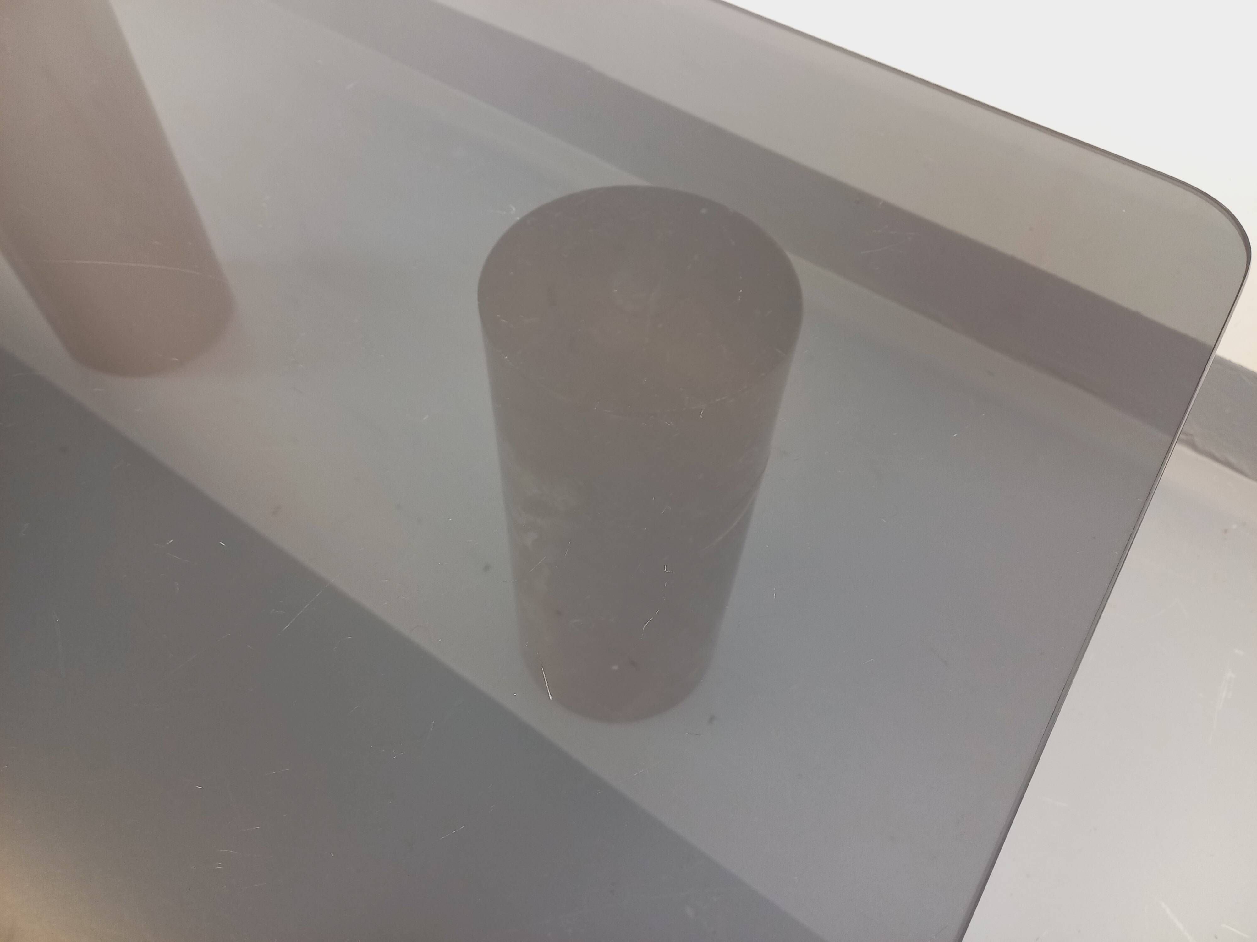 Vintage Italian square marble and glass coffee table from the 70s