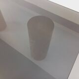 Table basse italienne carrée vintage en marbre et verre des années 70
