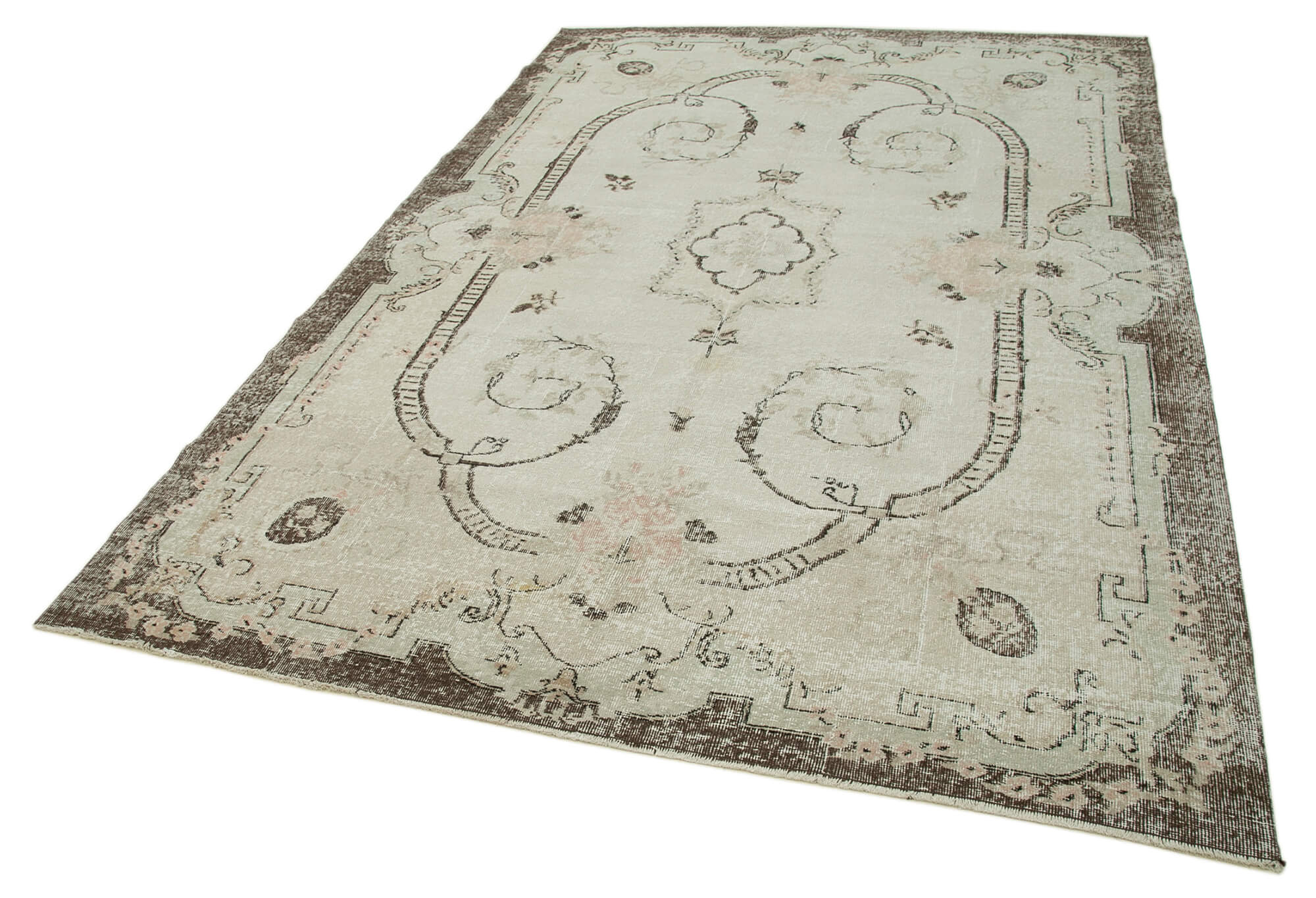Hand-knotted decorative turkish beige rug 195 cm x 303 cm - 36570