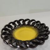 Iridescent brown and yellow braided ceramic cup/table center/Fruit bowl/Vallauris/Vintage