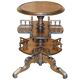 Victorian oak library table, two levels, pokerwork top.