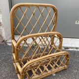 Porte revue en rotin vintage