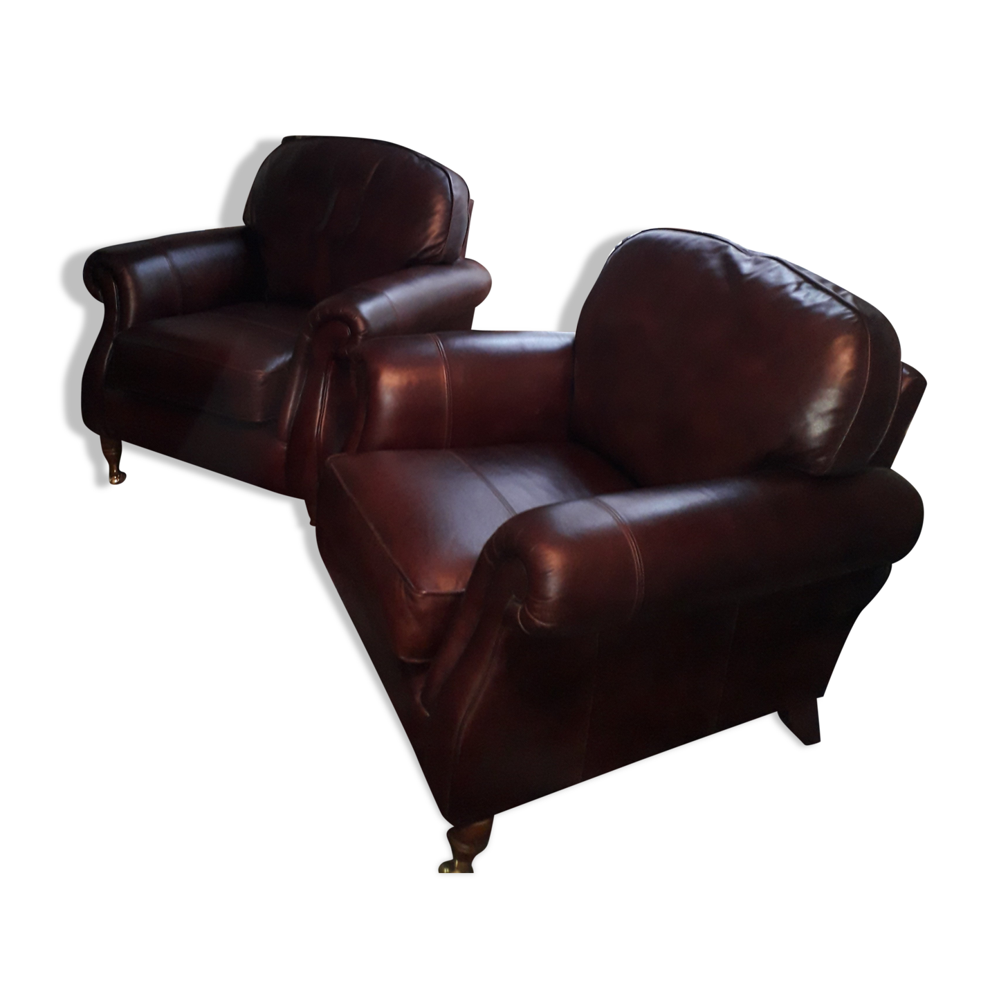 Paire de fauteuil cuir de style Napoleon III