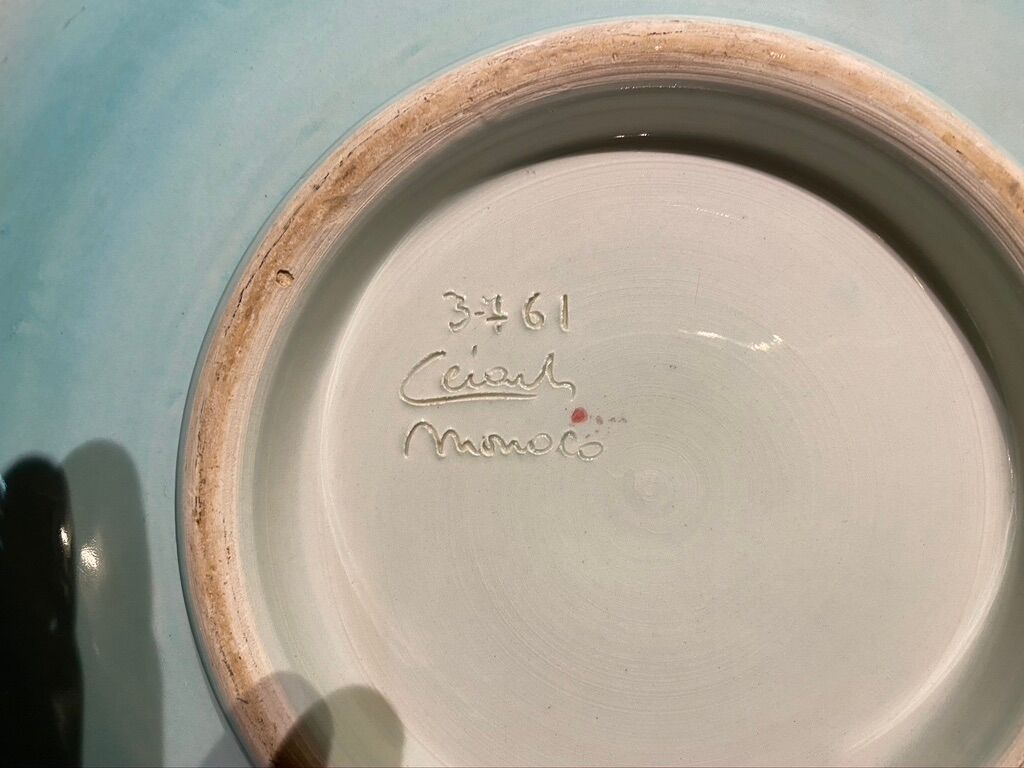 Large ceramic dish Cedar Monaco Vallauris 1950