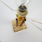 Lampe de table plaquée or et travertin de 24 k kt, années 1970