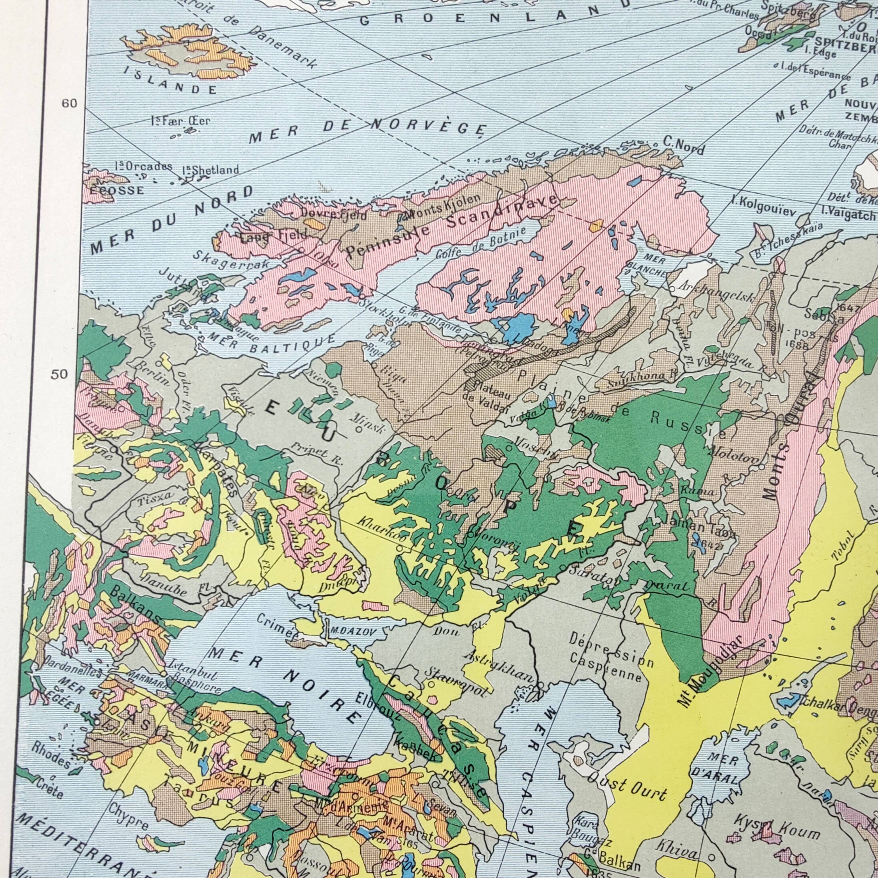 Vintage map Asia China USSR India Japan 43x43cm from 1950