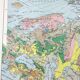 Vintage map Asia China USSR India Japan 43x43cm from 1950