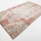 3x6 Rug For Laundry Room Red Beige Antique Vintage Rug, 110x193Cm SK 2797