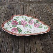 Antique Large Hand Painted Ceramic Heart Dish