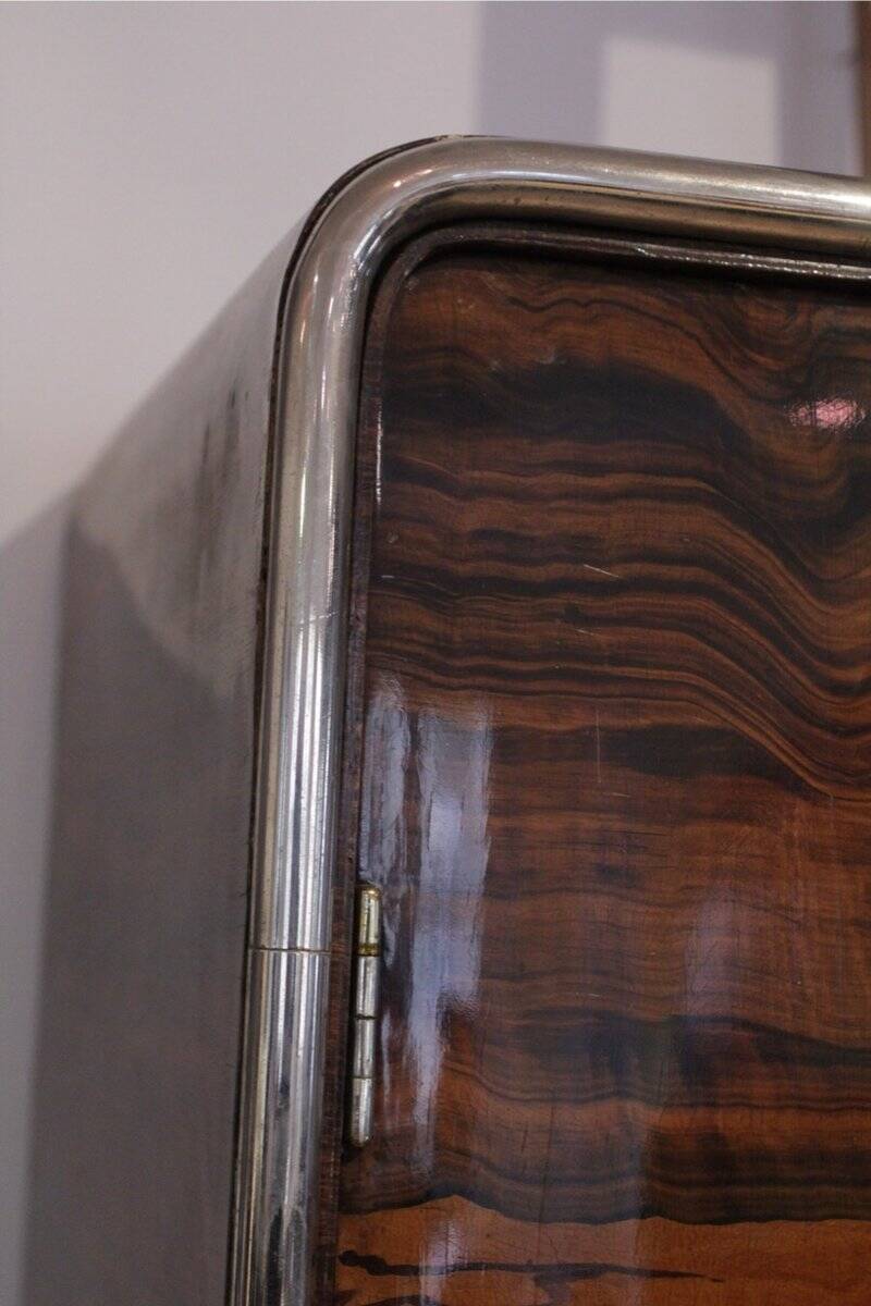 Bauhaus Wardrobe in Palisander Optic, Steel Tube and Chrome, Germany, 1930s