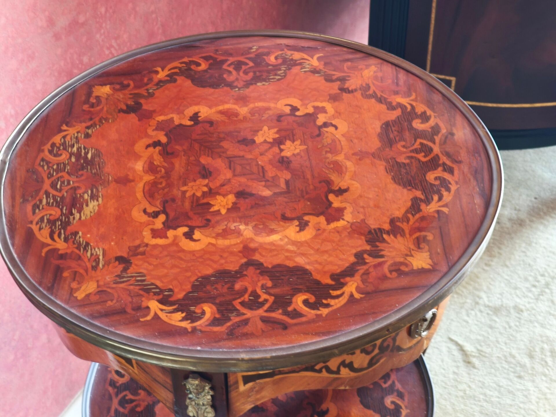 Napoleon III side table with three tiers in marquetry – 19th century