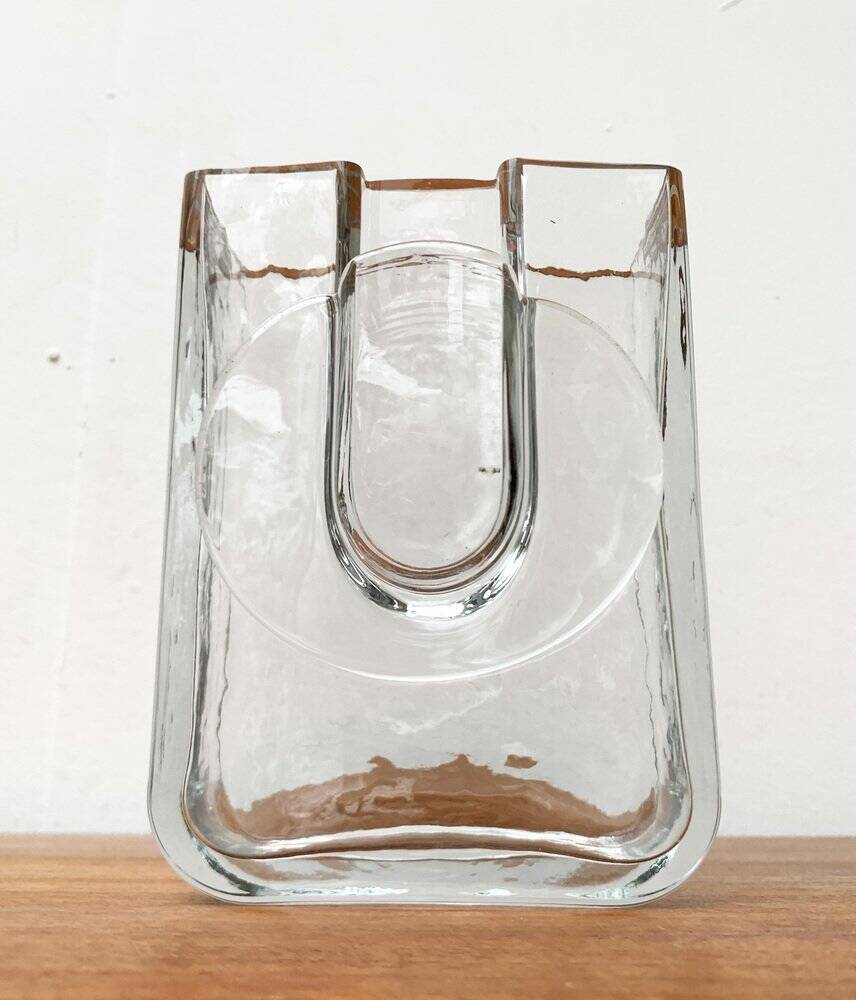 Postmodern glass block vase by Rosenthal, 1980s.