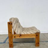 80s armchair with striped fabric and pine structure