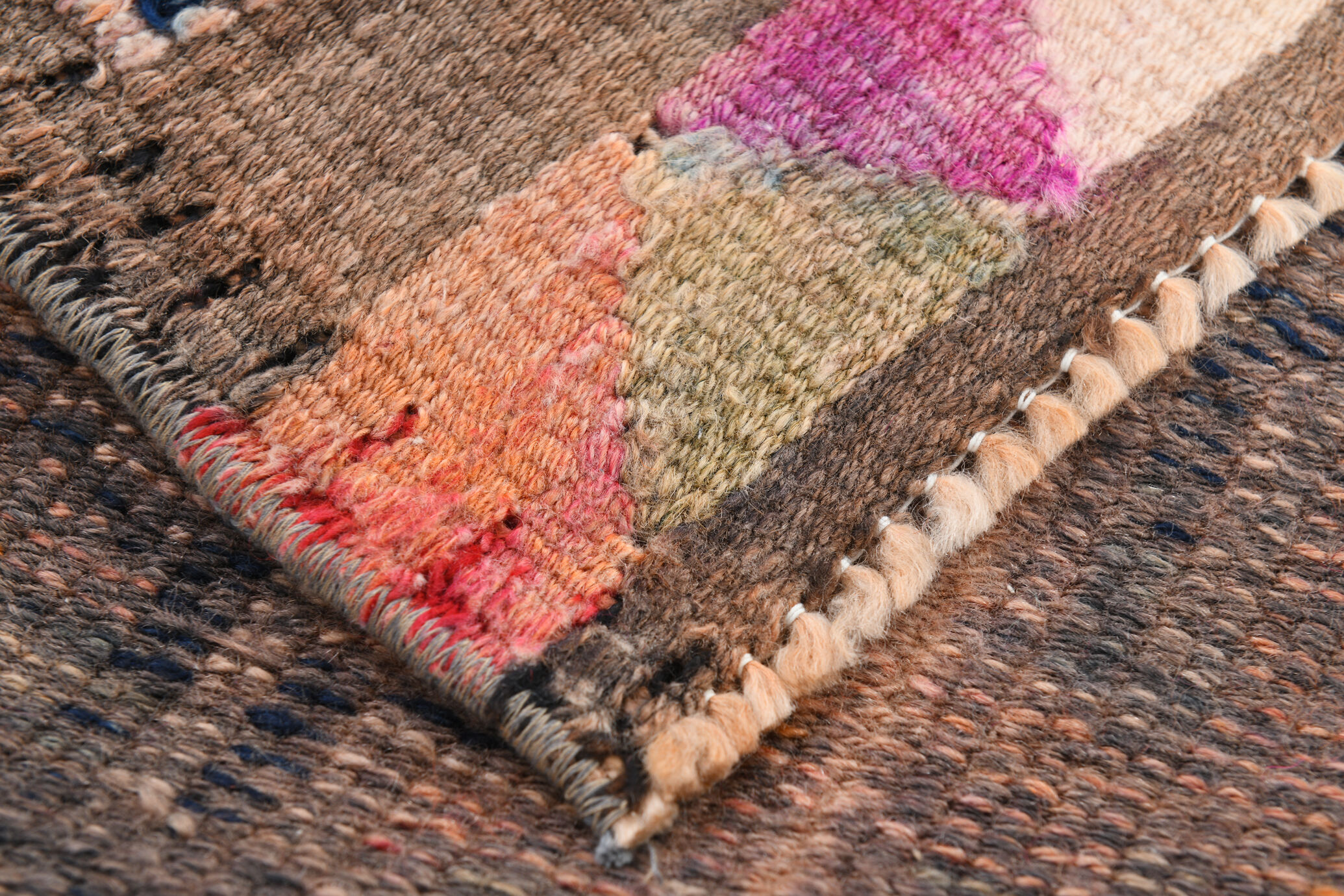 Pale orange & navy blue vintage runner rug 78x357cm