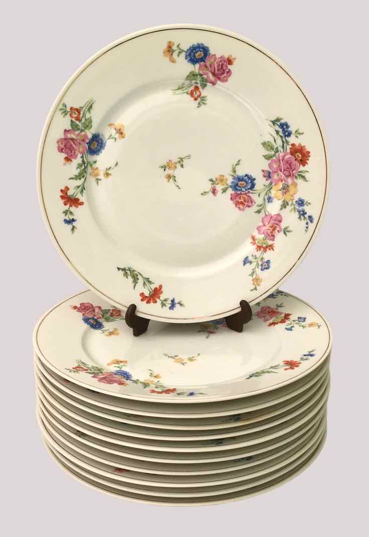 Set of 7 floral porcelain dessert plates