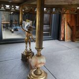 Table basse en laiton marbre et onyx
