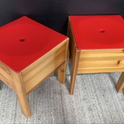 Pair of vintage IKEA pine solid wood stool chests.