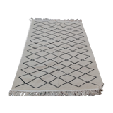 Handmade handmade Berber beige and black carpet in pure wool 216x147cm