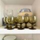 6 stemmed glasses in green blown glass
