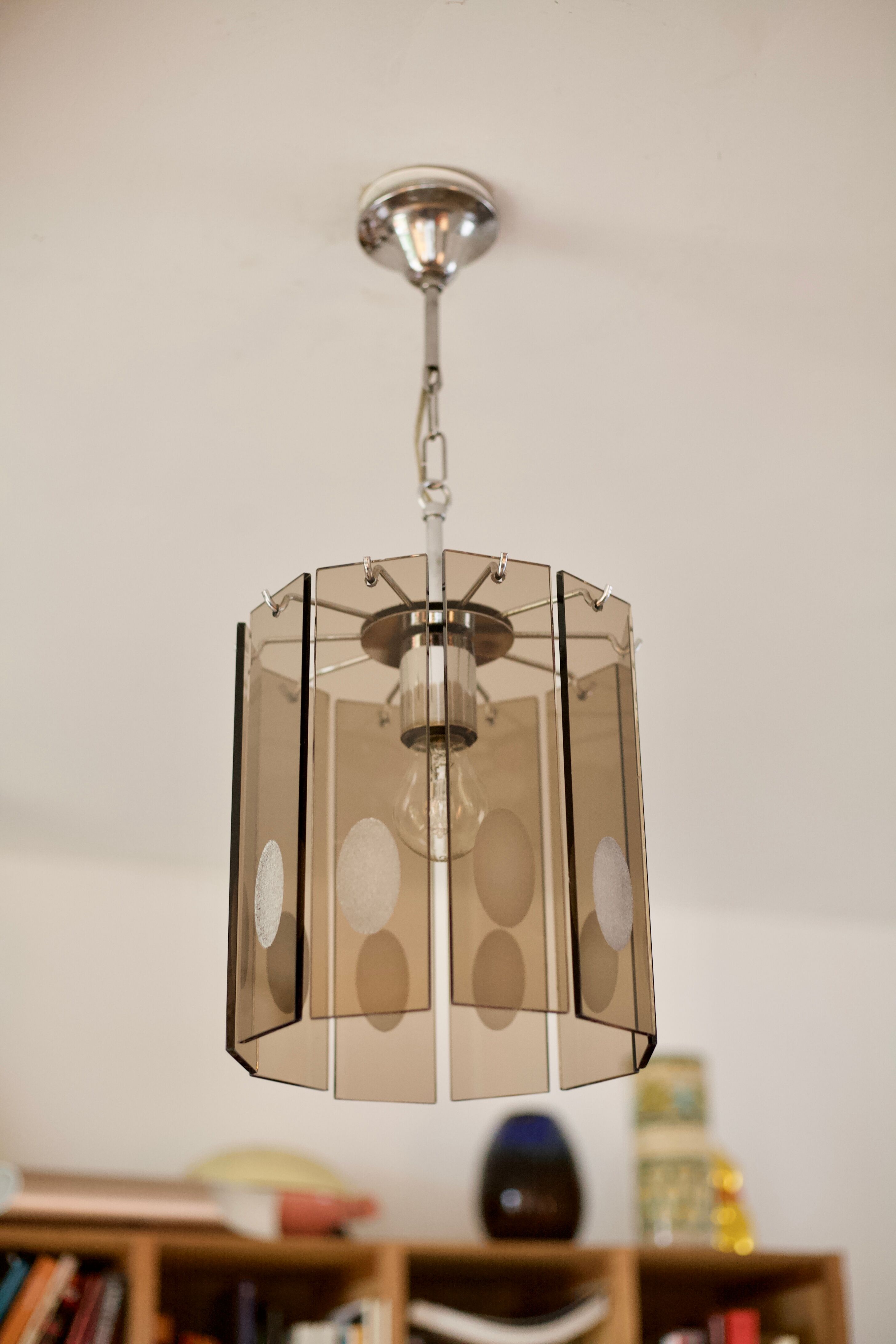 Lustre Gino Vistosi, verre et acier, Italy, circa 1970