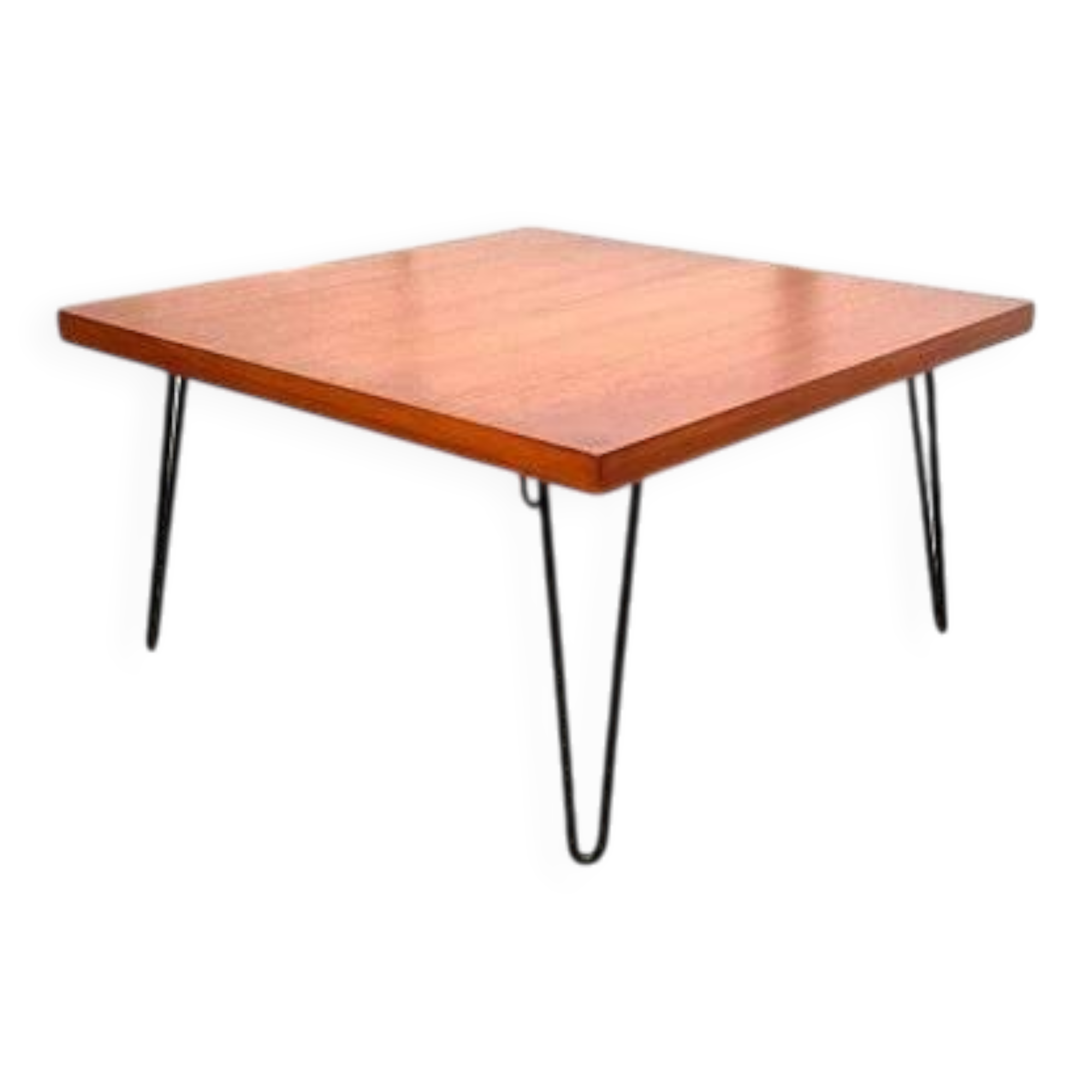 Teak coffee table with hairpin legs