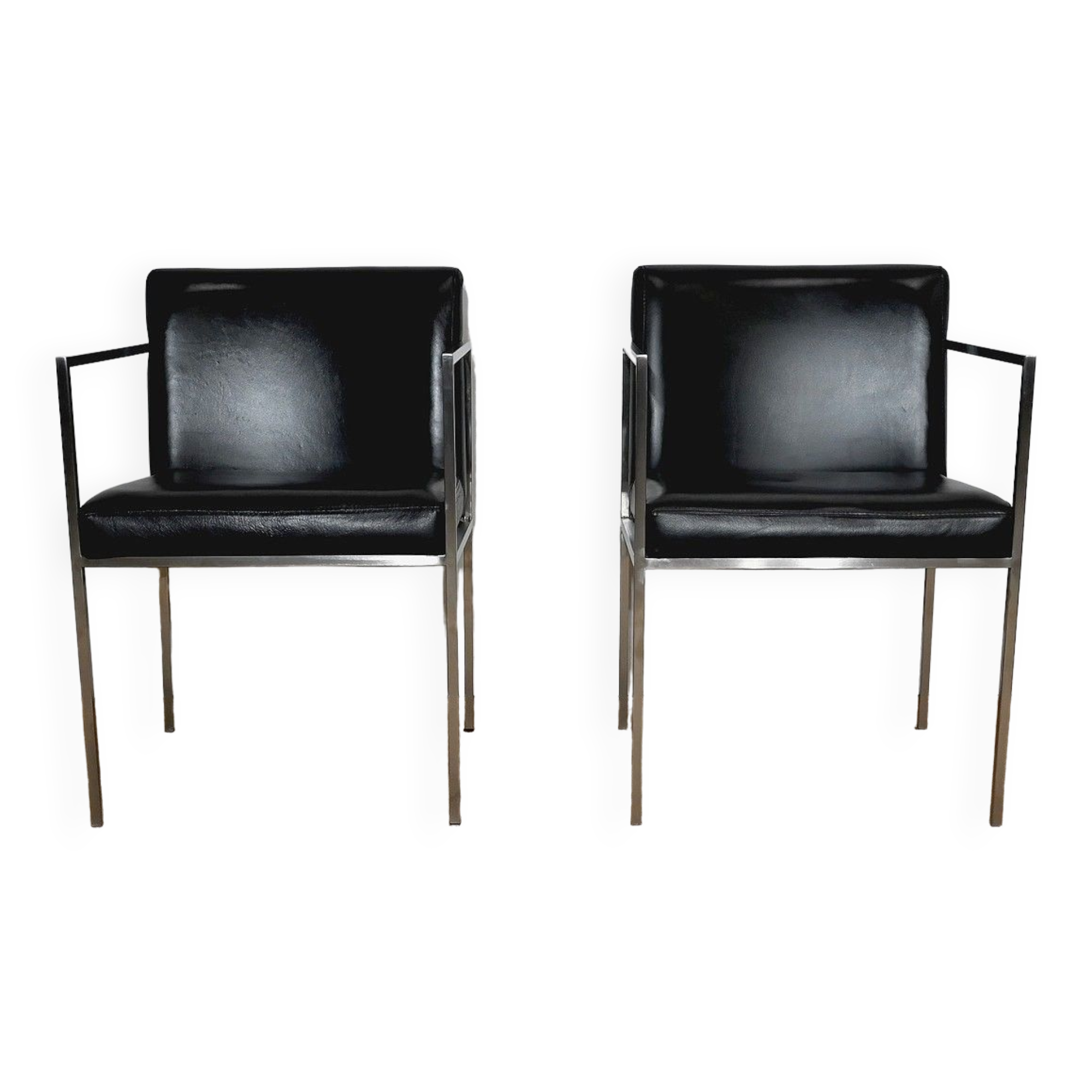 Pair of square armchairs, imitation leather – 1970