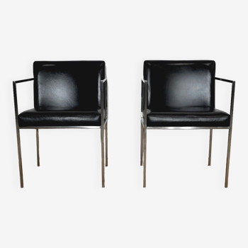 Pair of square armchairs, imitation leather – 1970