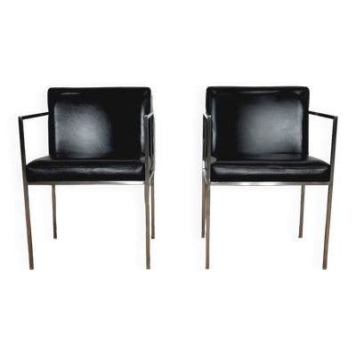 Paire de fauteuils square, simili cuir – 1970