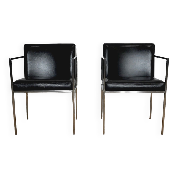 Paire de fauteuils square, simili cuir – 1970