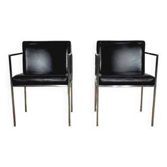 Pair of square armchairs, imitation leather – 1970