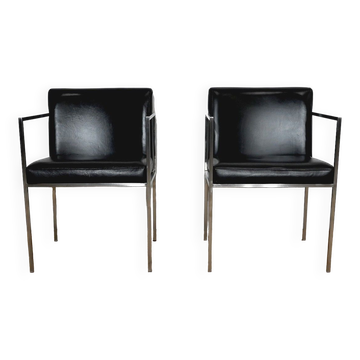 Paire de fauteuils square, simili cuir – 1970