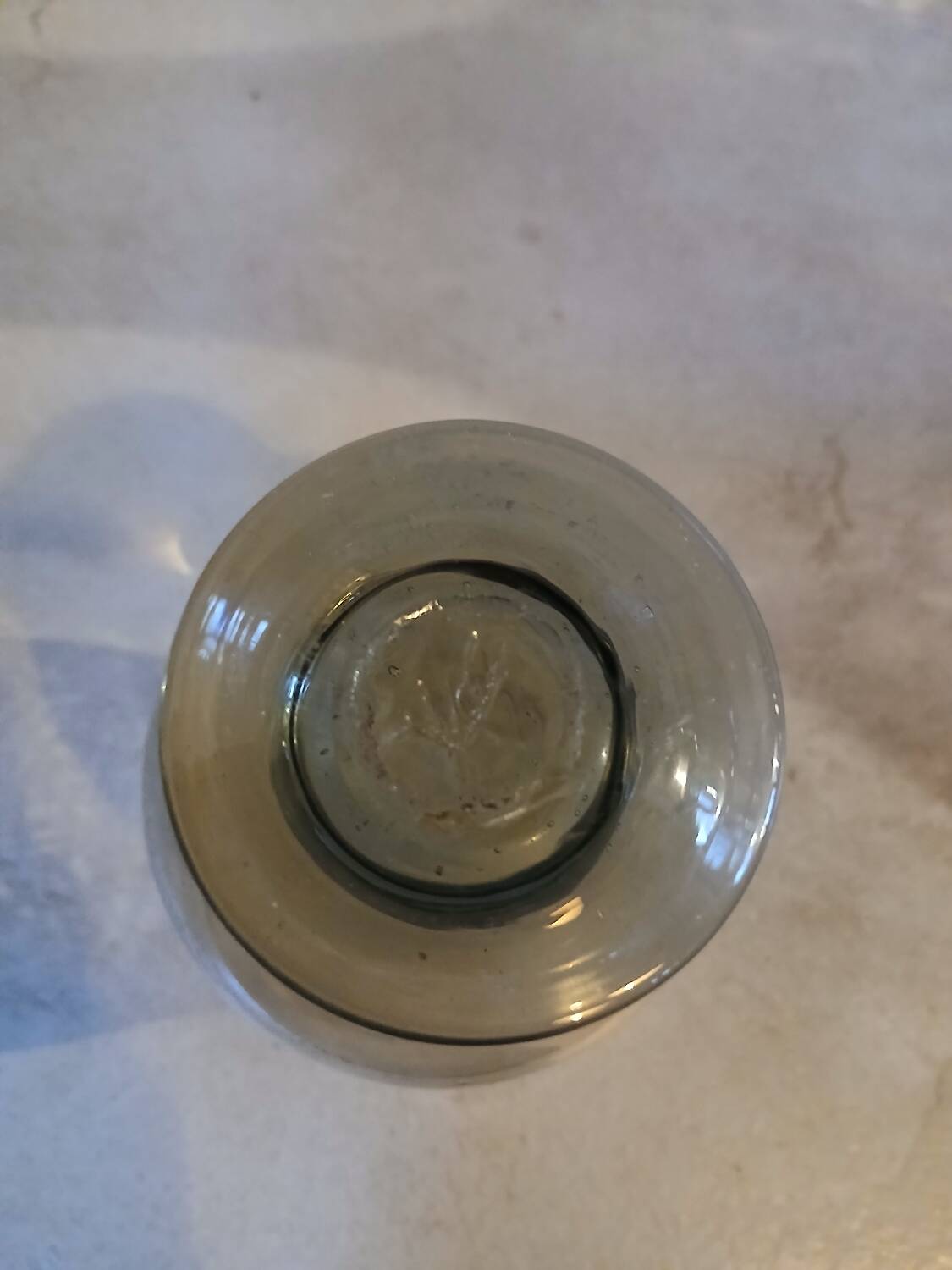 6 old smoked glasses with bubbles