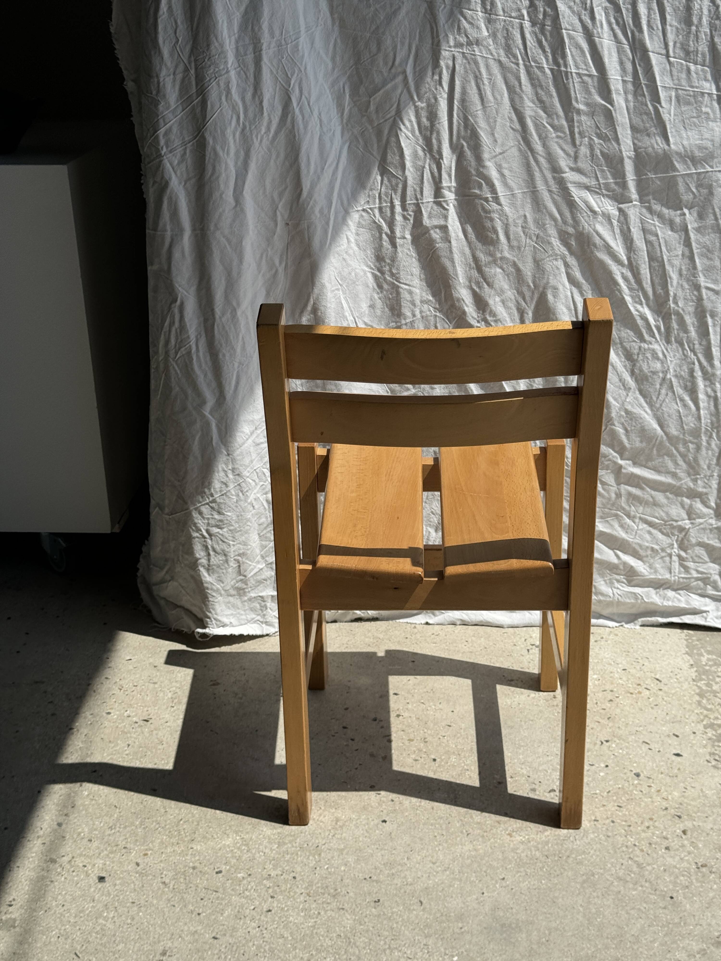 Vintage pine chair, old ski resort furniture