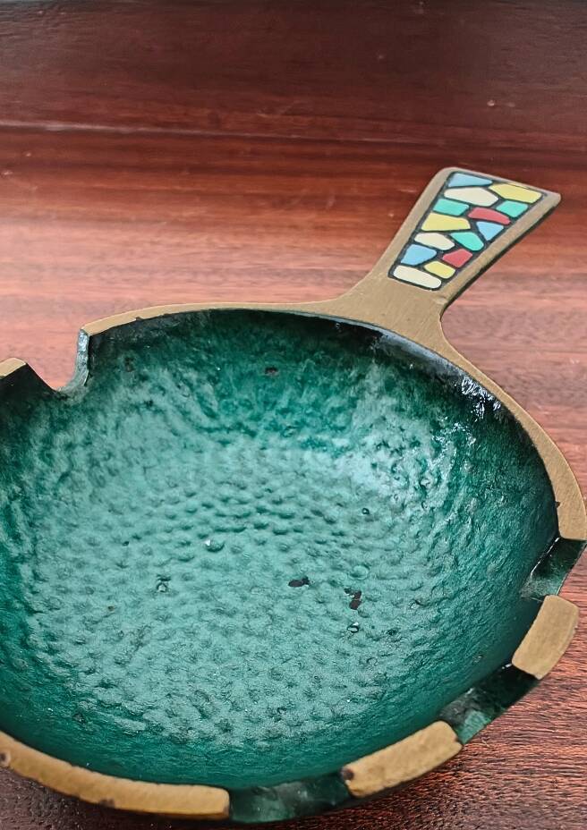 Mosaic and Brass Ashtray from the 1960s