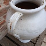 White glazed stoneware jar / pottery