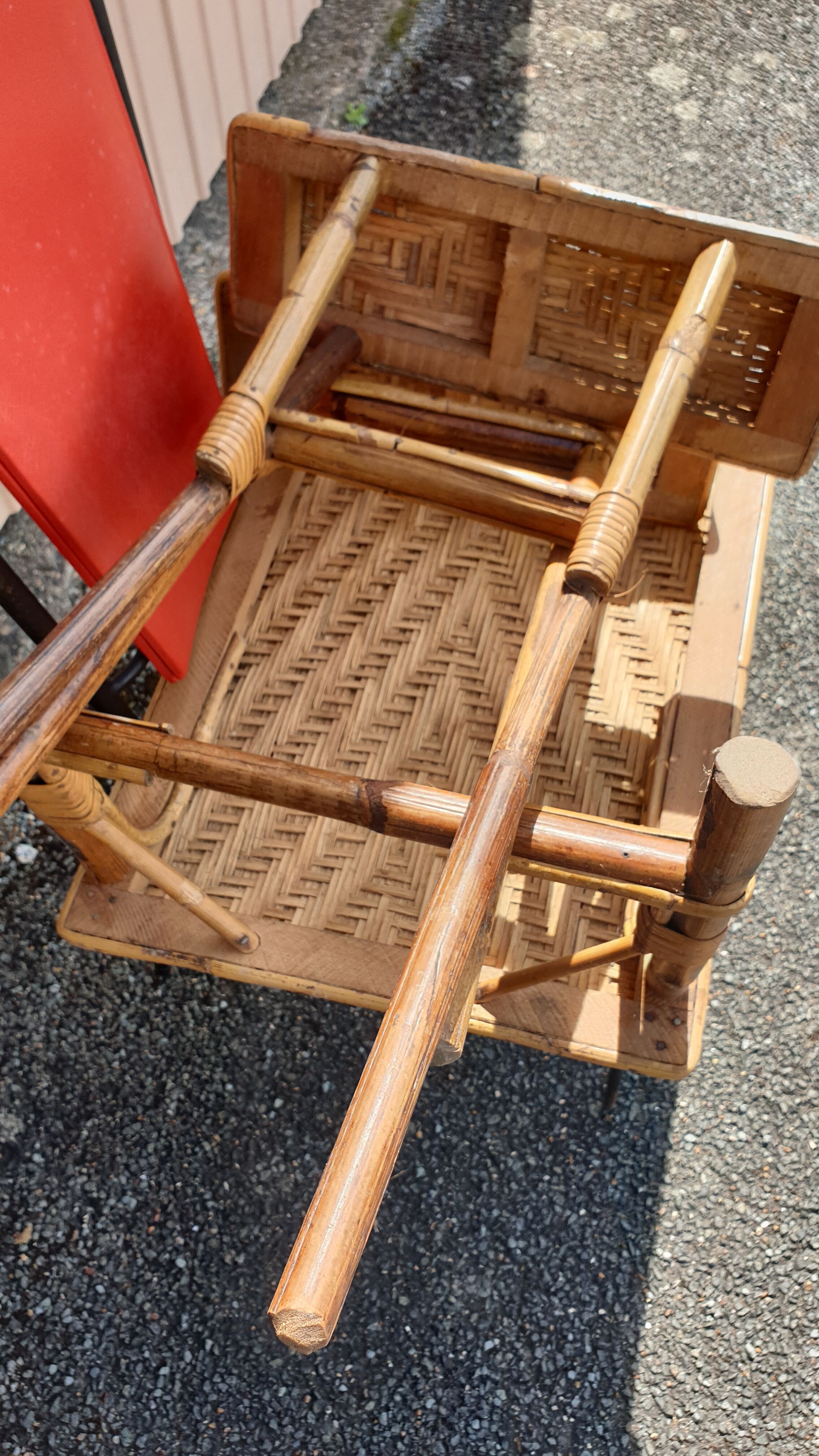 Rattan garden deckchair half XXth