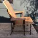 Chaise longue osier & rotin 1950