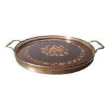 Round tray in art deco marquetry
