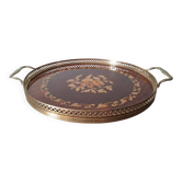 Round tray in art deco marquetry