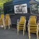 Vintage outdoor chair in webbing, 1960s-70s.