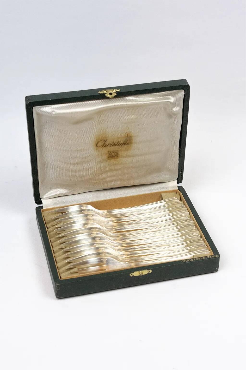 Christofle – 12 cake forks, Boréal model with original box
