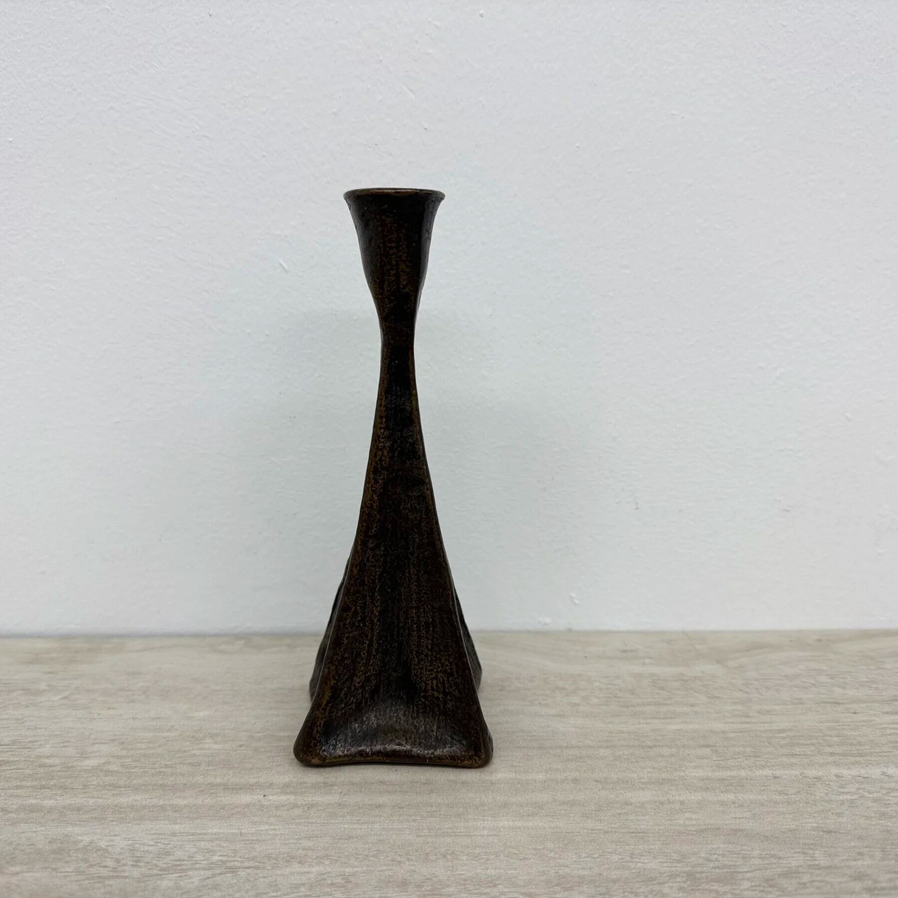 Brutalist bronze candle stick, 1970s