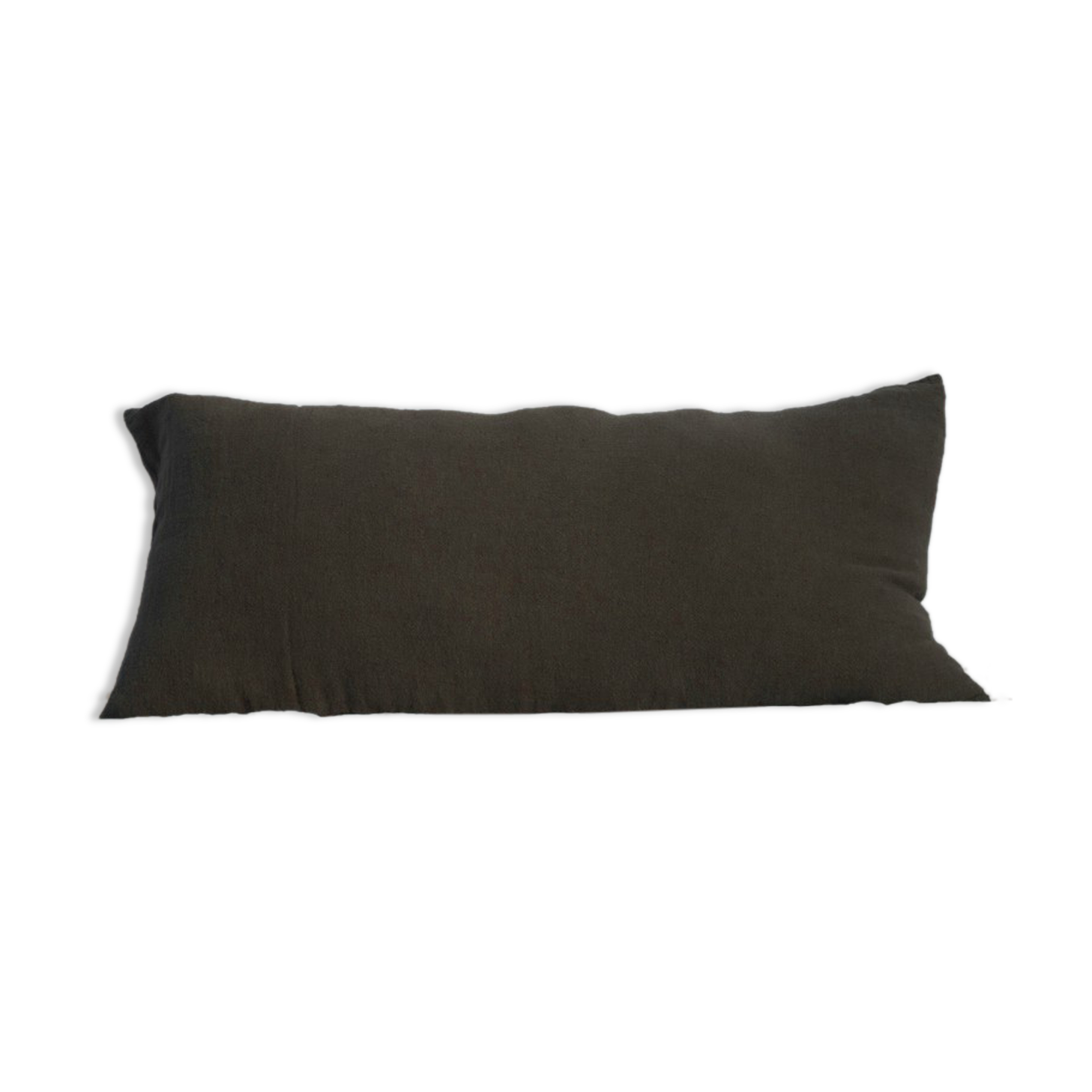 Long cushion in brown raw linen
